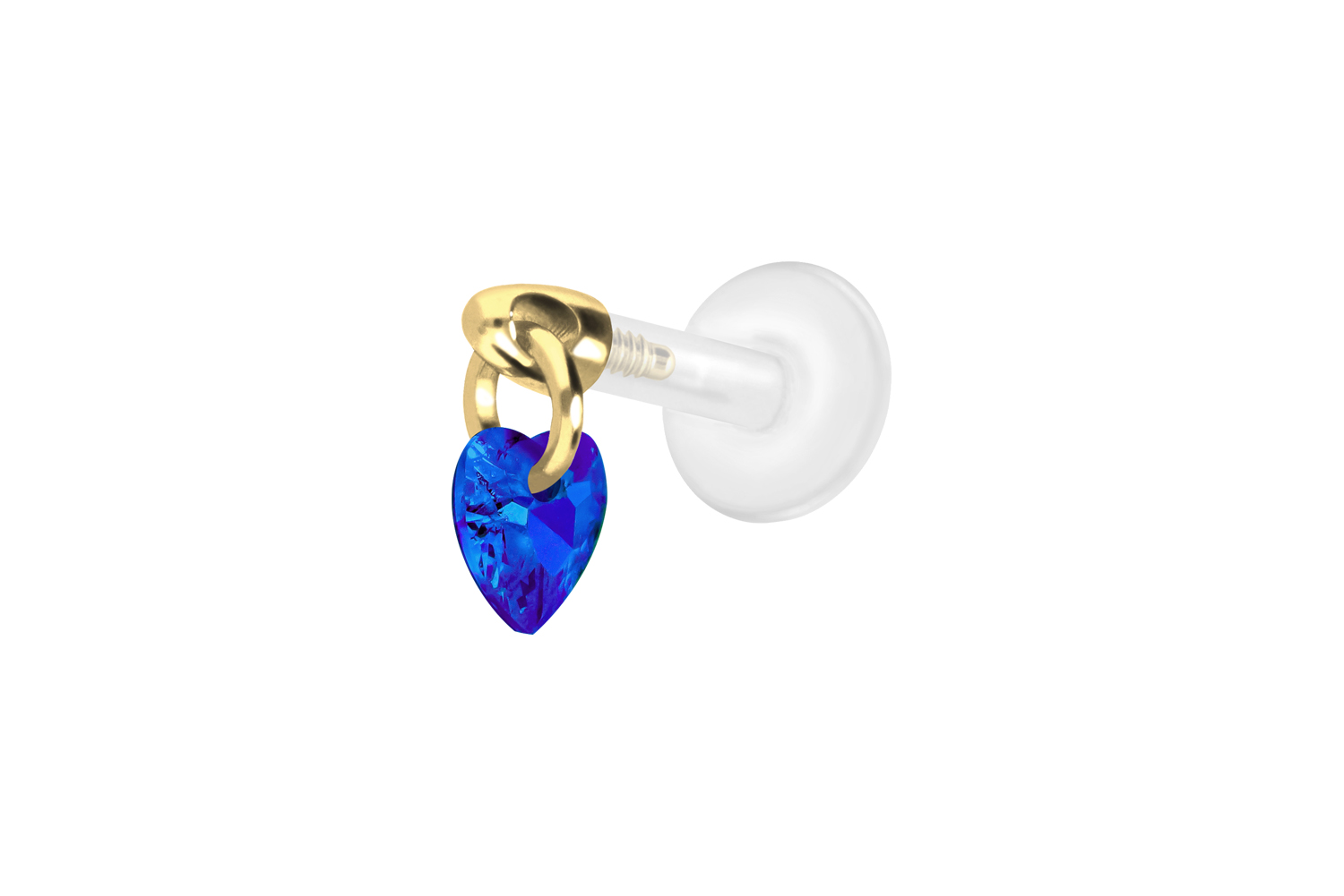 PTFE Labret Piercing mit Innengewinde + Titan-Aufsatz KRISTALLHERZ